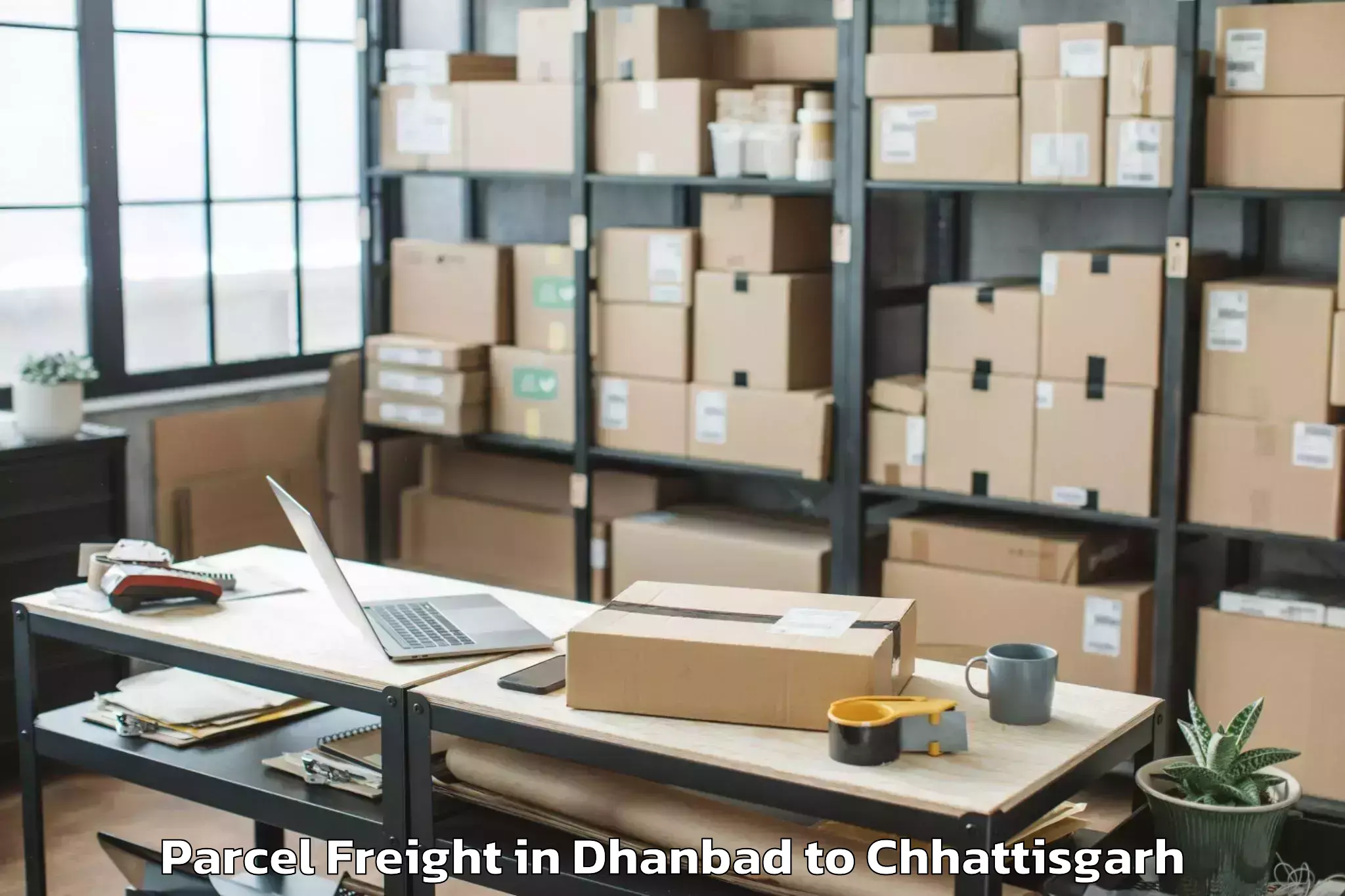 Easy Dhanbad to Bastar Parcel Freight Booking